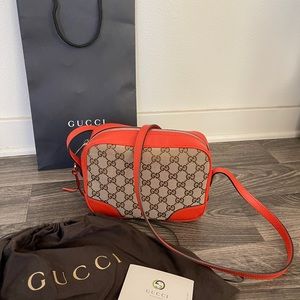 Gucci GG Guccissima Bree Canvas Orange Leather Bag
